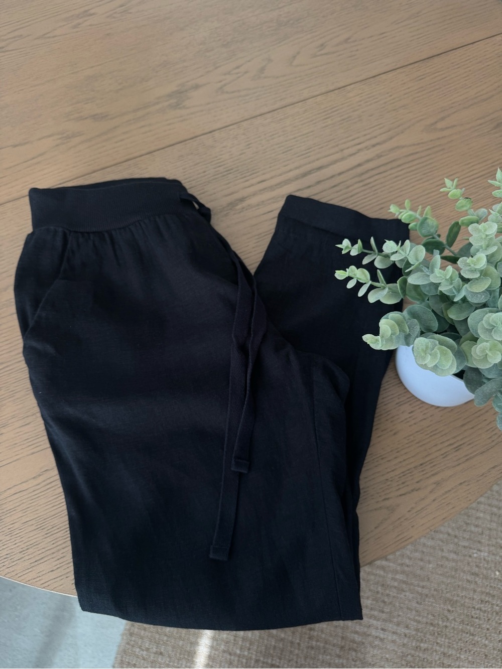 Lucky Brand Black Linen Blend Jogger Pants XS Drawstring Casual Relaxed Ankle - Picture 1 of 5